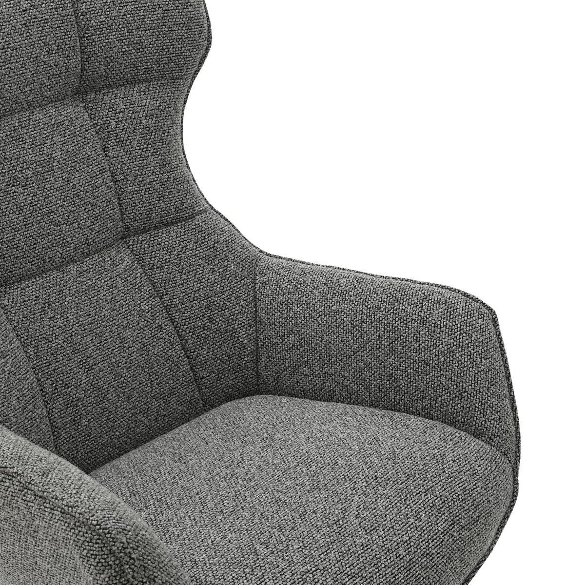 Relaxsessel Bogota Leinenoptik Grau, 360° Drehbar - Schwarz/Grau, MODERN, Textil/Metall (76/101/86cm) - Luca Bessoni