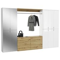 Garderobe Projekt X 4-Teilig Weiß/Eiche Artisan B: 273 cm - Weiß Hochglanz, KONVENTIONELL, Glas/Holzwerkstoff (273/193/34cm) - MID.YOU