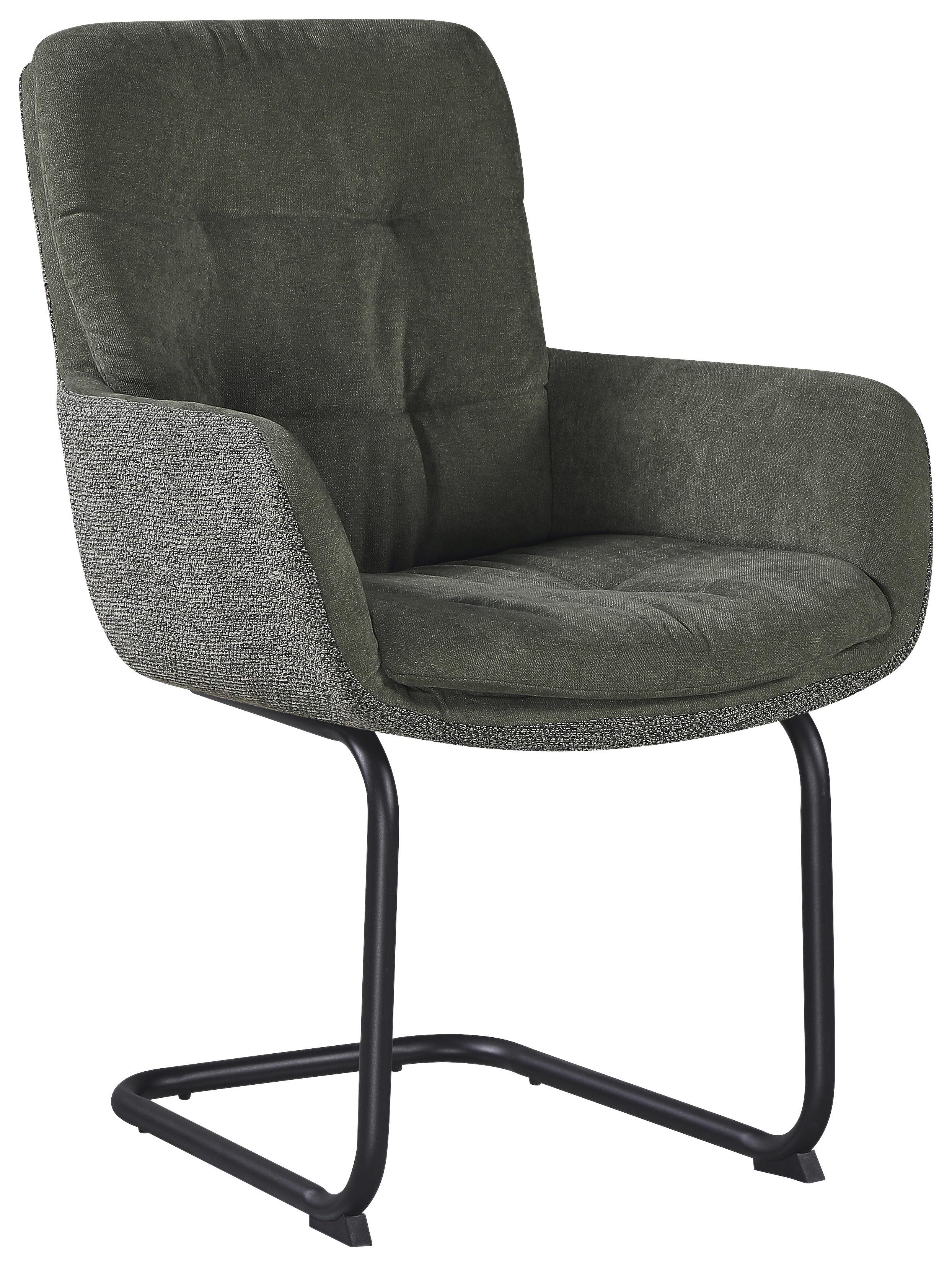 ŽIDLE S PODRUČKAMI NOVA - černá/zelená, Moderní, kov/textil (61/91/65cm) - Premium Living