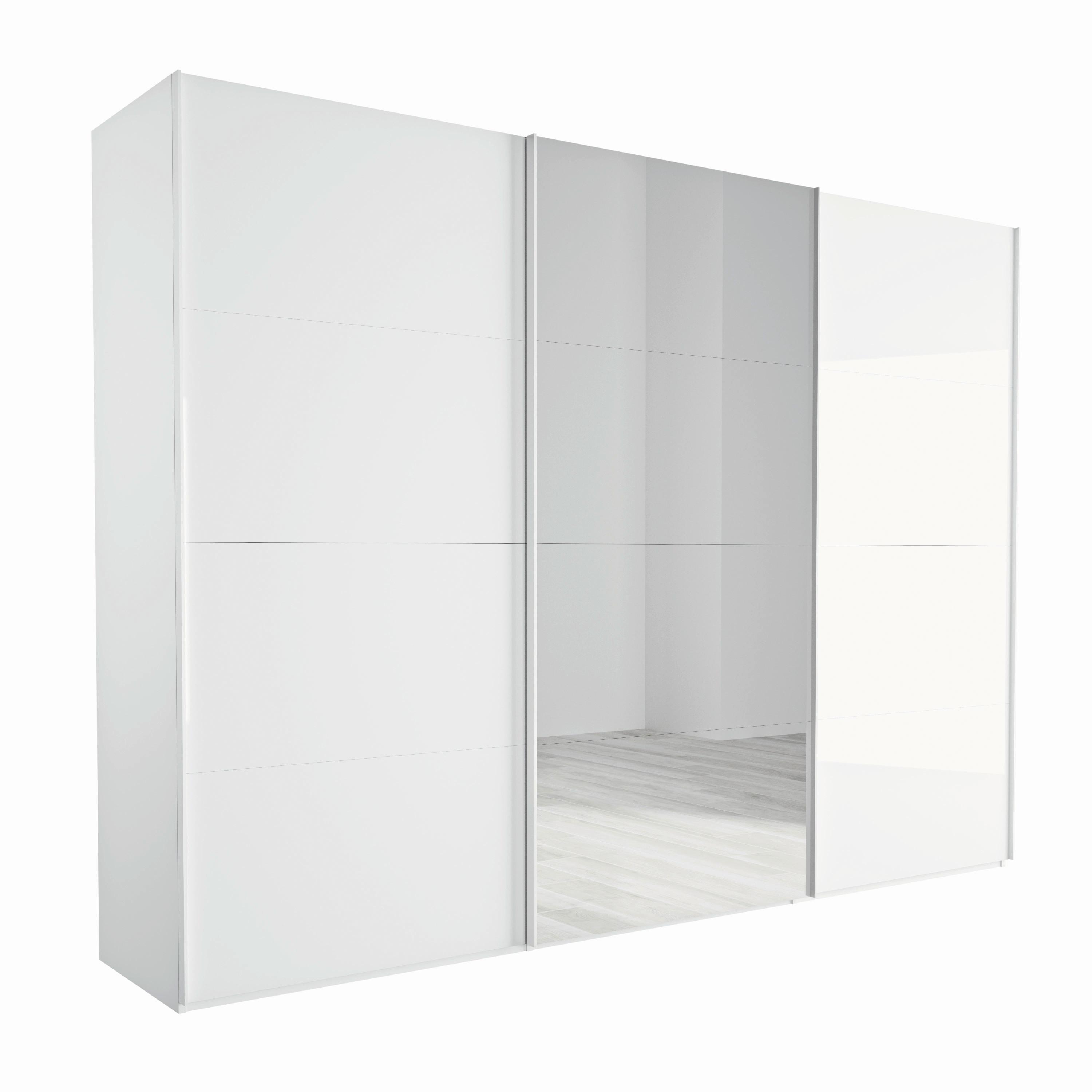 Tolóajtós Szekrény Systema 301/222,6 Cm - magasfényű fehér/fehér, Modern, faalapú anyag/Üveg (302/222,6/59,6cm)