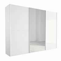 Tolóajtós Szekrény Systema 301/222,6 Cm - magasfényű fehér/fehér, Modern, faalapú anyag/Üveg (302/222,6/59,6cm)