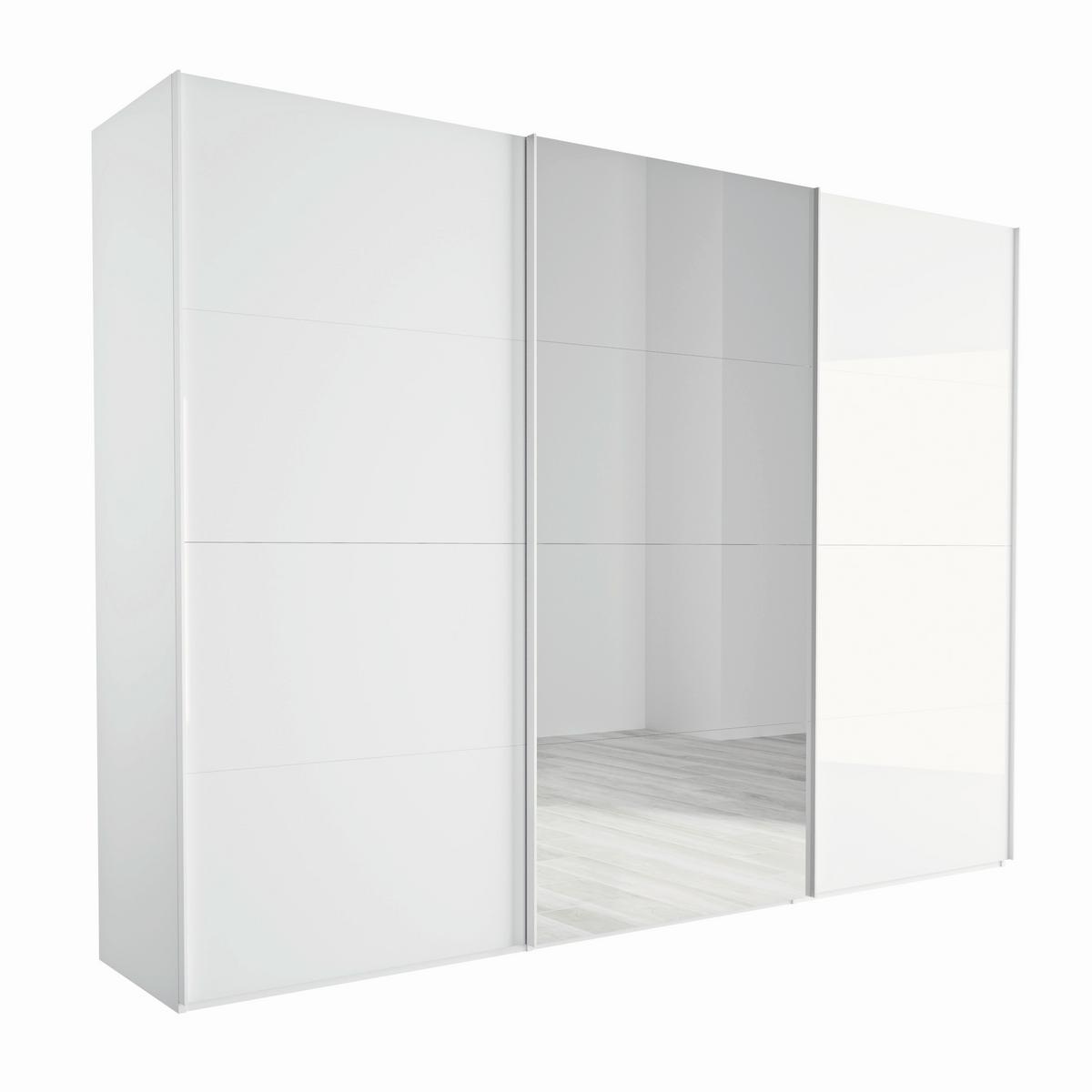 Tolóajtós Szekrény Systema 301/222,6 Cm - magasfényű fehér/fehér, Modern, faalapú anyag/Üveg (302/222,6/59,6cm)