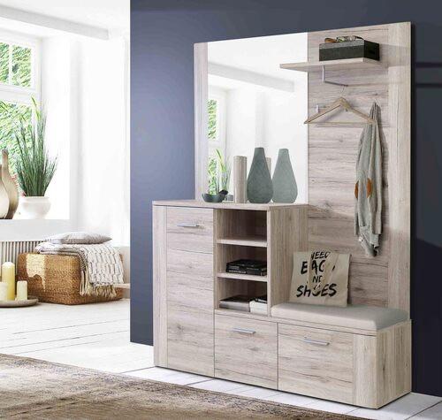 Garderobe Big Bang Eiche Dekor B: 155 Cm Mit Spiegel - Basics, Glas/Holzwerkstoff (155/200/41,6cm) - MID.YOU
