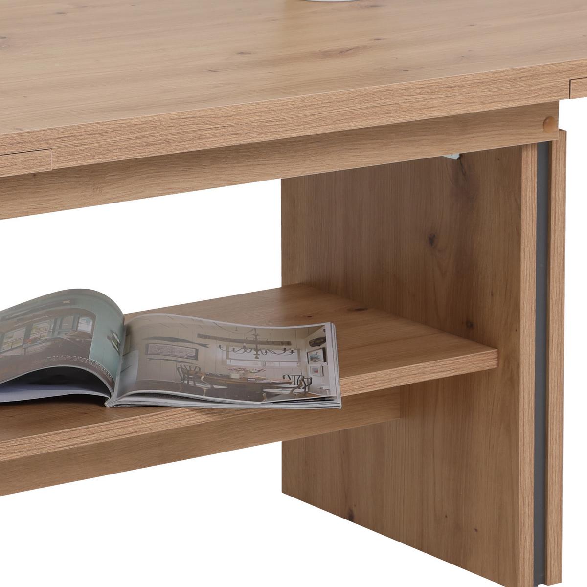 Couchtisch höhenverstellbar + ausziehbar Hilmar, Eiche Dekor - Eichefarben, MODERN, Holzwerkstoff (110-165/67/56-66cm) - MID.YOU
