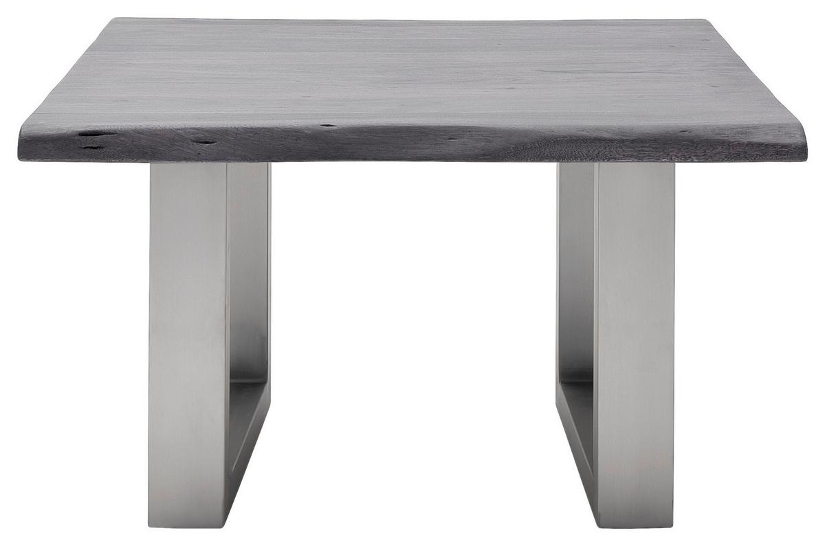 Couchtisch Holz mit Massiver Tischplatte Cartagena, Akazie - Edelstahlfarben/Grau, MODERN, Holz/Metall (75/45/75cm)
