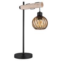Tischleuchte 15534t - Schwarz/Naturfarben, Natur, Glas/Holz (33/18/55cm) - Globo