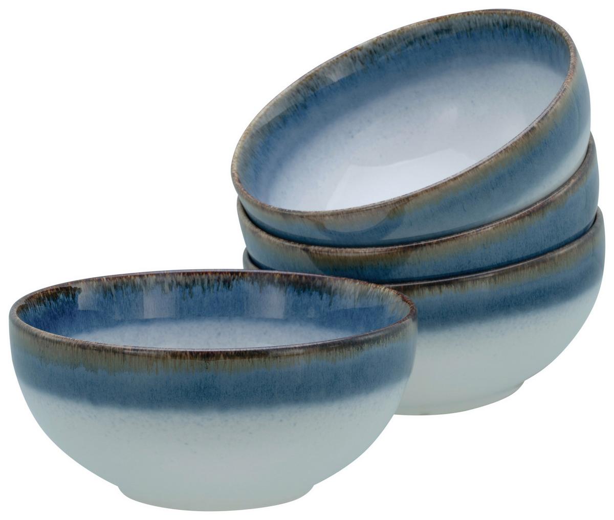 Schüsselset Cascade Steinzeug 4-teilig - Blau/Weiß, Design, Keramik (17,5cm) - Creatable