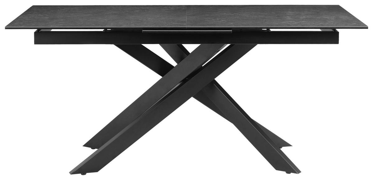 Esstisch Lotus Grau/Schwarz L: 168-210 cm - Schwarz/Grau, MODERN, Glas/Keramik (168-210/90/76cm) - P & B