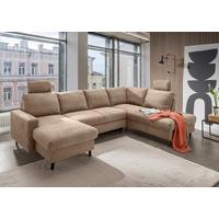 Wohnlandschaft Passione Hellbraun U: 153x305x200 Cm - Hellbraun/Schwarz, MODERN, Textil (153/305/200cm) - Livetastic