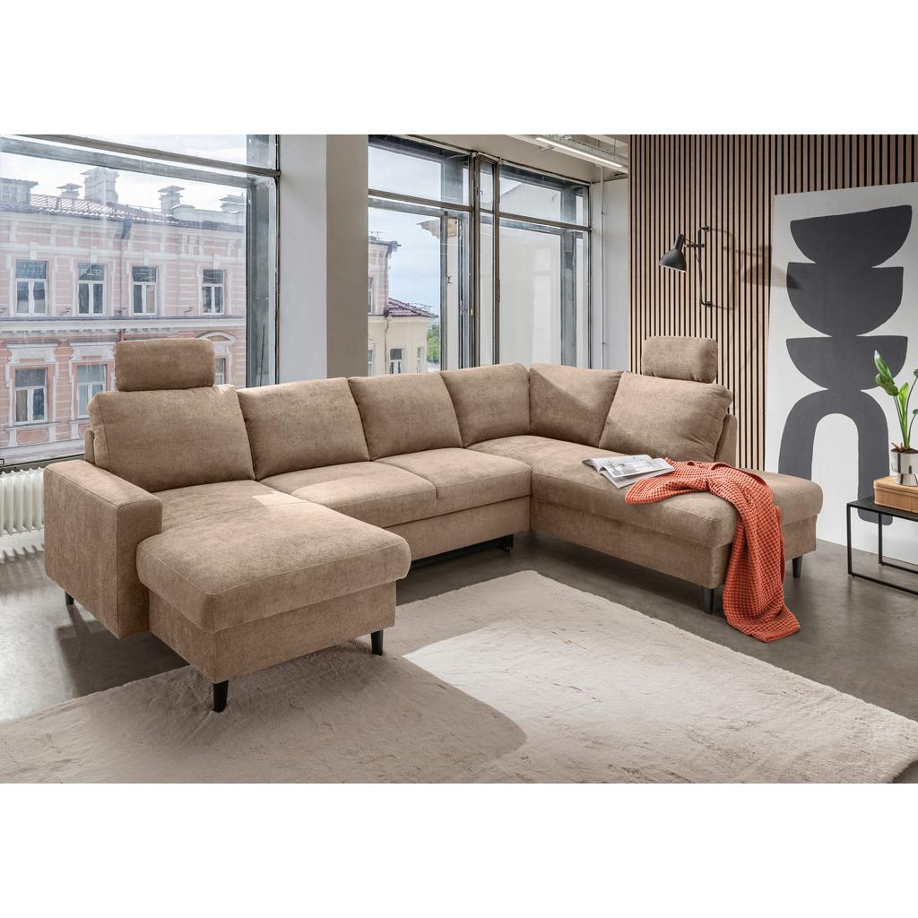 Wohnlandschaft Passione mit Schlaffunktion Hellbraun