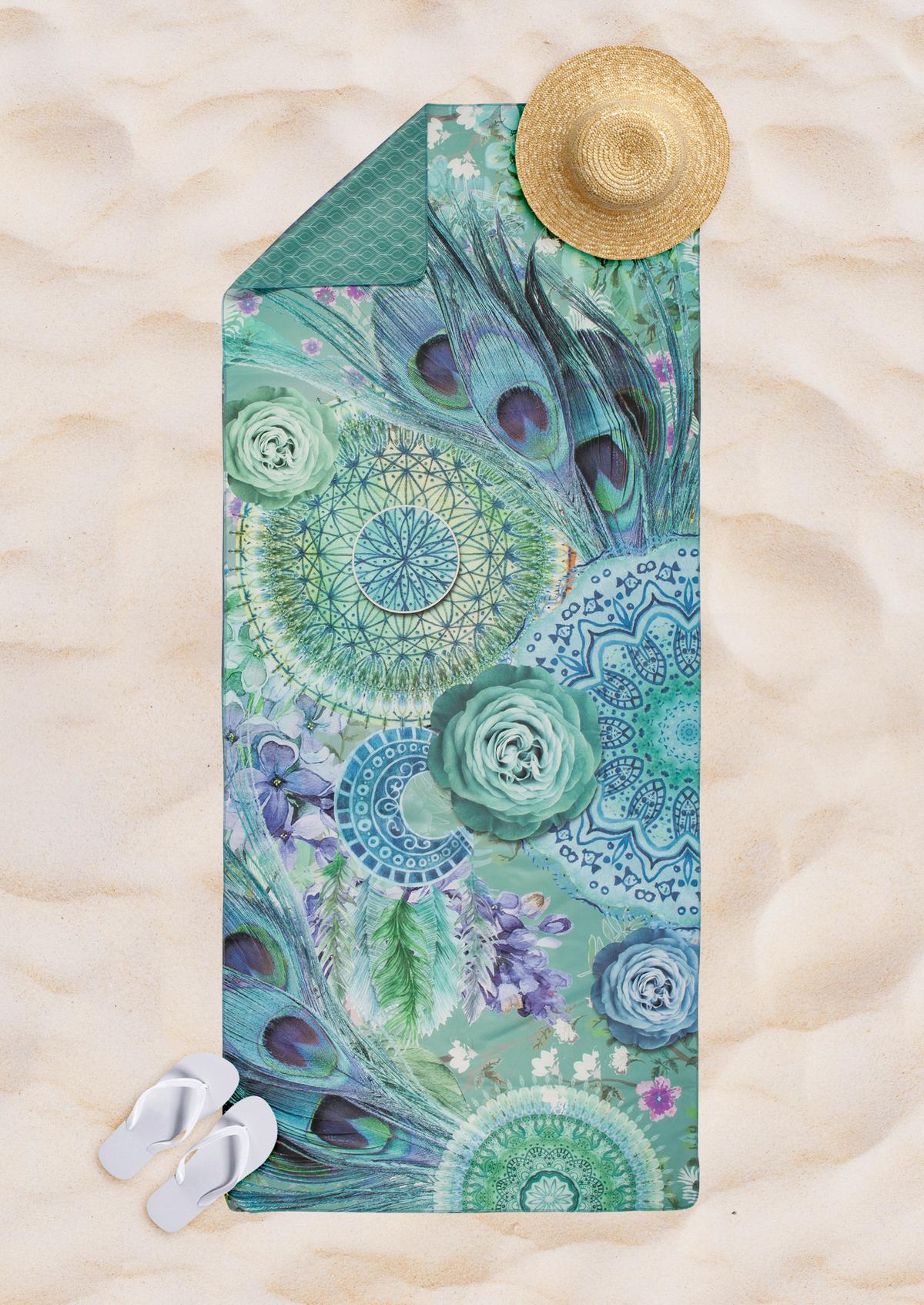 Sporthandtuch Kari Grün Petrol 75x180 cm - Petrol/Grün, Trend, Textil (75/180cm)