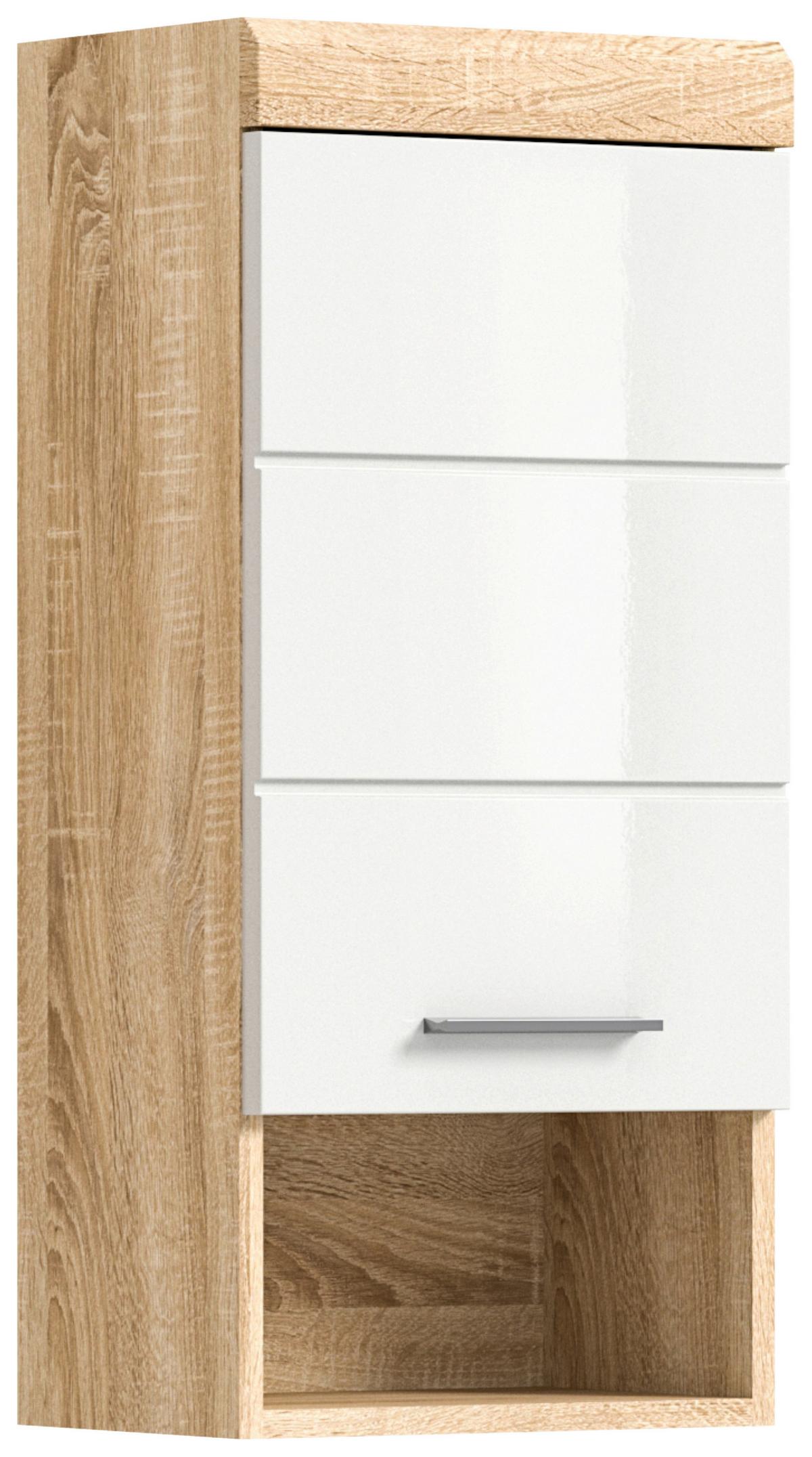 Hängeschrank Lambada *sonoma Eiche/Weiß B: 37 cm - Weiß Hochglanz/Eichefarben, MODERN, Holzwerkstoff (37/79/24cm) - MID.YOU