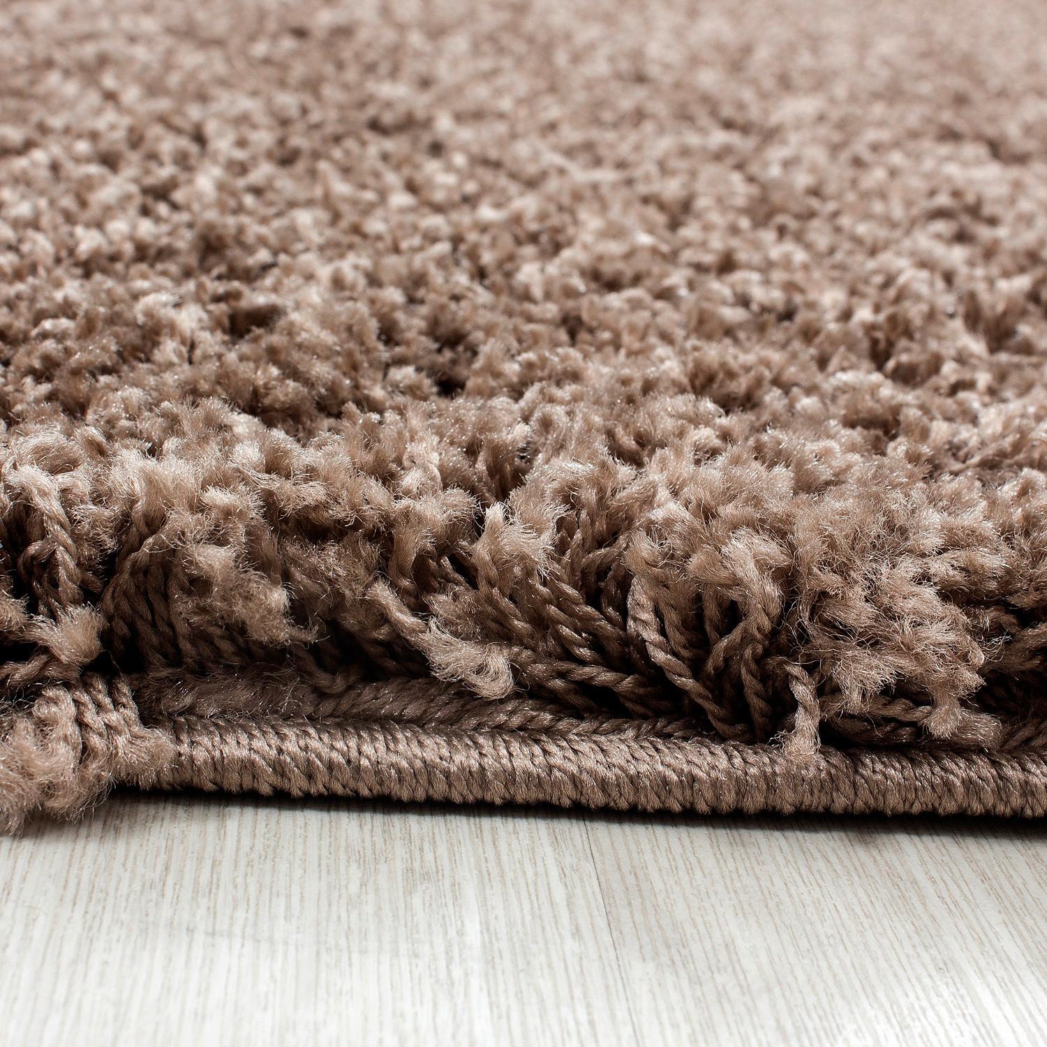 Hochflor Teppich Hellbraun Dream Rund Ø 120 cm - Hellbraun, KONVENTIONELL, Textil (120cm) - Novel