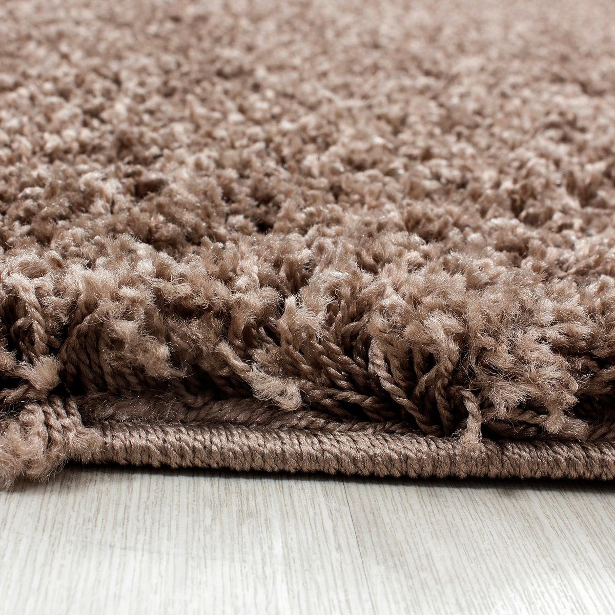 Hochflor Teppich Hellbraun Dream Rund Ø 120 Cm - Hellbraun, KONVENTIONELL, Textil (120cm) - Novel