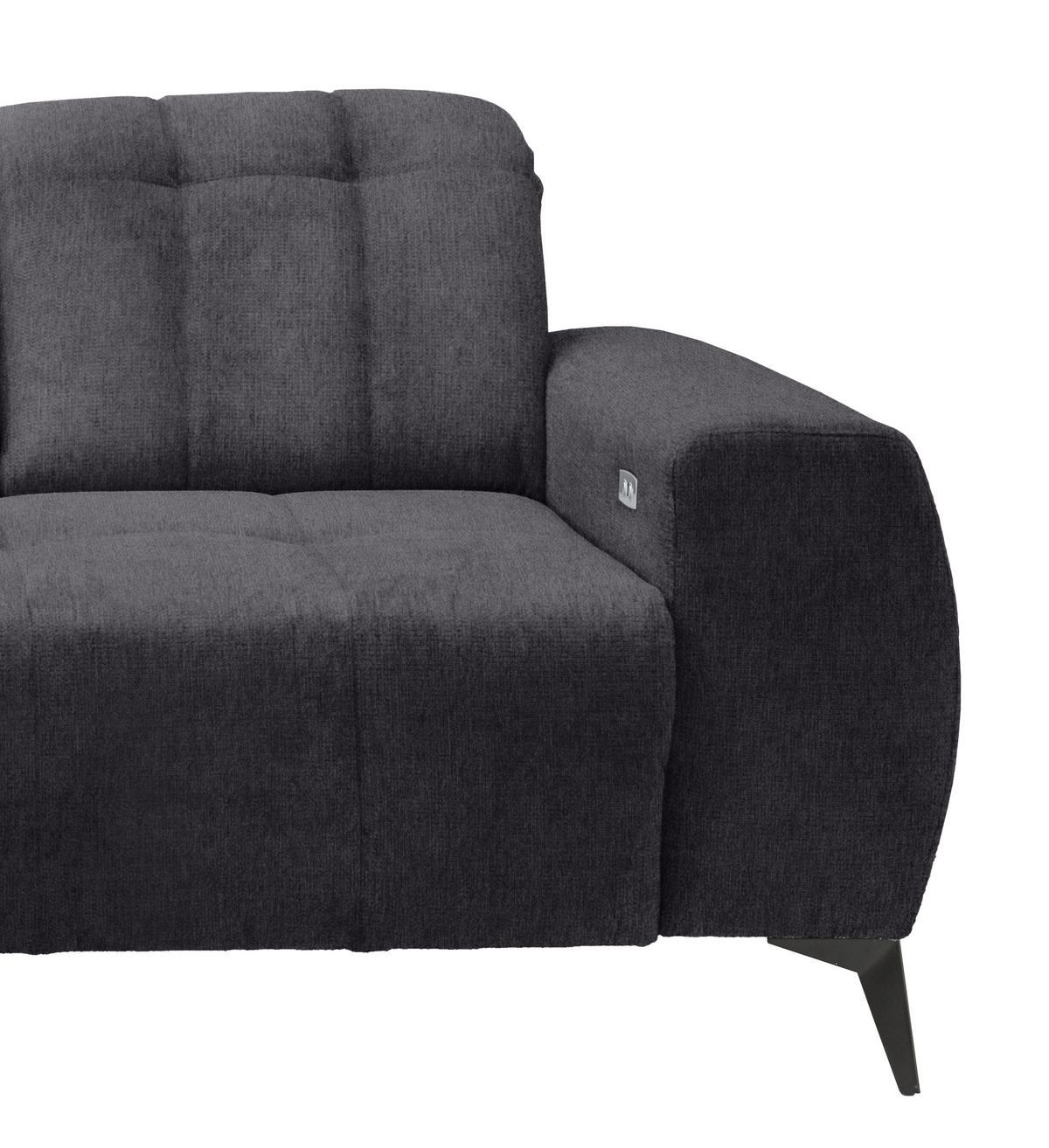 Ecksofa mit USB Anschluss Sano, Anthrazit, S: 200x261 cm - Anthrazit/Schwarz, MODERN, Textil (200/261cm) - Livetastic