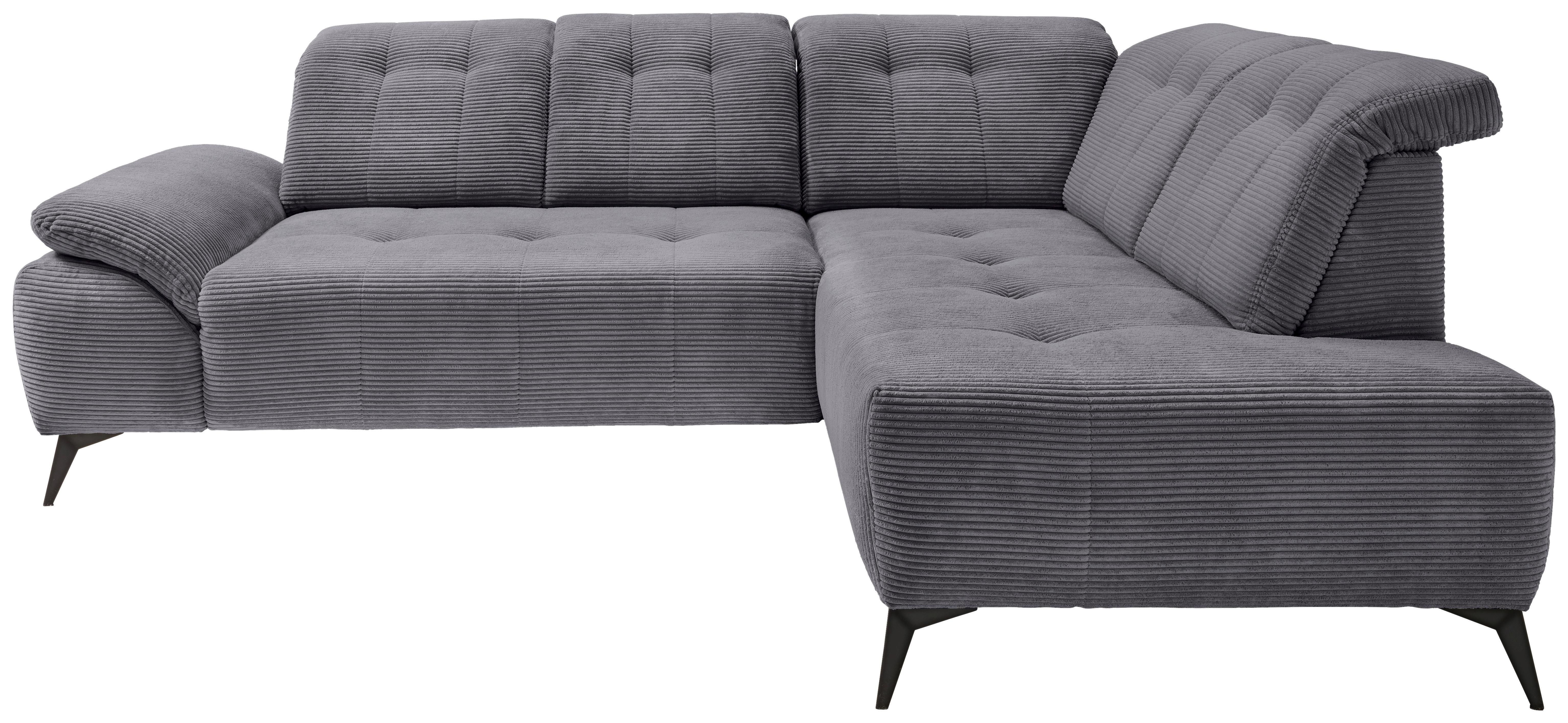 Ecksofa Fiore, Grau S: 272x200 cm - Schwarz/Grau, MODERN, Textil (272/200cm) - Livetastic