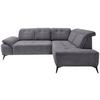 Ecksofa Fiore, Grau S: 272x200 cm - Schwarz/Grau, MODERN, Textil (272/200cm) - Livetastic