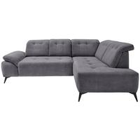 Ecksofa Fiore, Grau S: 272x200 cm - Schwarz/Grau, MODERN, Textil (272/200cm) - Livetastic
