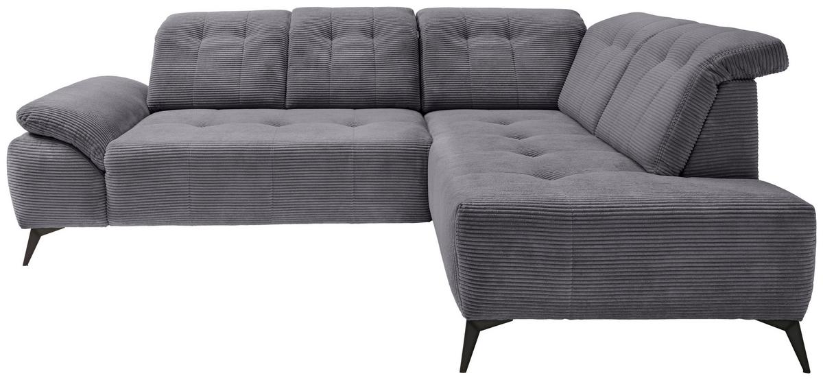 Ecksofa Fiore, Grau S: 272x200 cm - Schwarz/Grau, MODERN, Textil (272/200cm) - Livetastic
