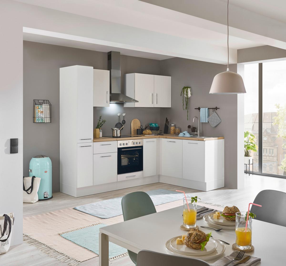 Eckküche Turin Weiß/Eiche Dekor 240x165 cm - Weiß/Eiche Artisan, Basics, Holzwerkstoff (240/165cm) - MID.YOU