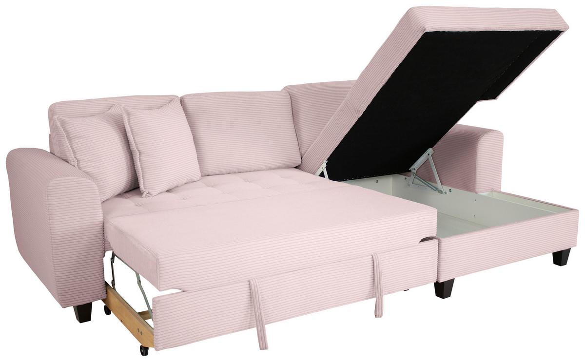 Ecksofa Moritz Rosa S: ca. 265x155 cm - Rosa, Trend, Textil (265/155cm)