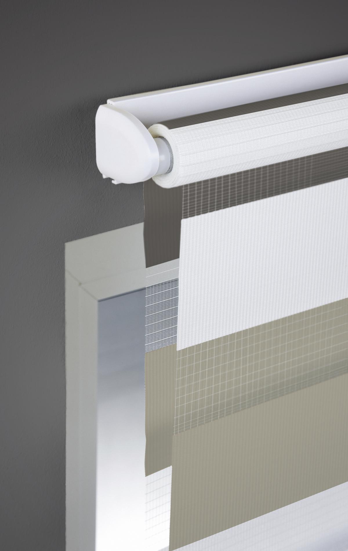 Doppelrollo Just Triple Braun, Grau, Weiß B: 80 cm - Braun/Weiß, Basics, Textil (80/210cm)