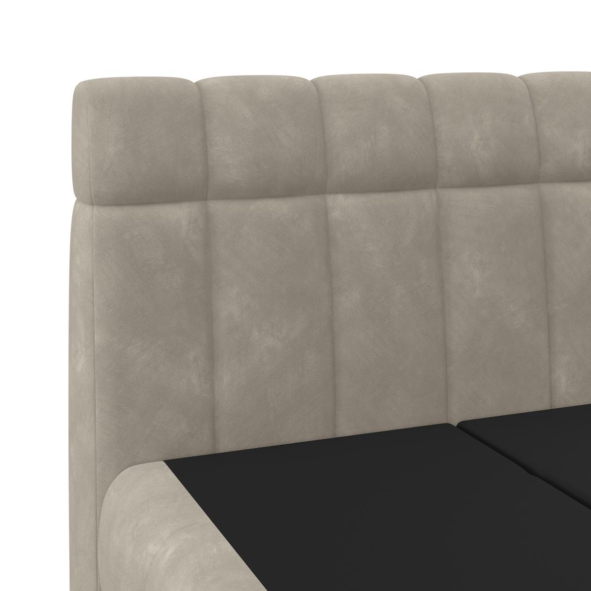 Boxspringbett Nobu O. Matratze Taupe, Lf: 140x200 Cm - Taupe/Schwarz, Trend, Holz/Textil (140/200cm)