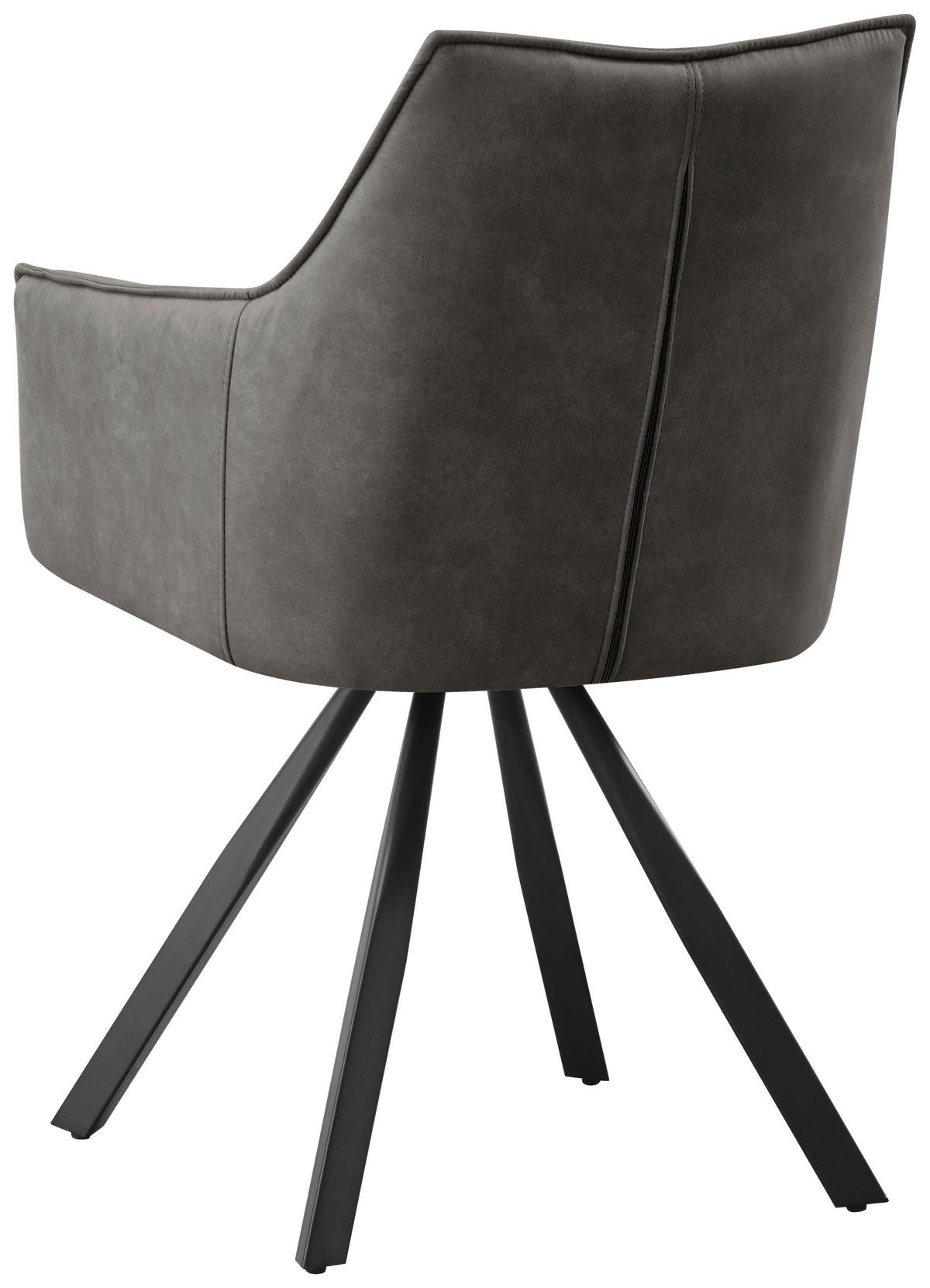 Armlehnstuhl Luna drehbar dunkelgrau, B: 57cm - Dunkelgrau/Schwarz, MODERN, Holz/Textil (57/90/62cm)