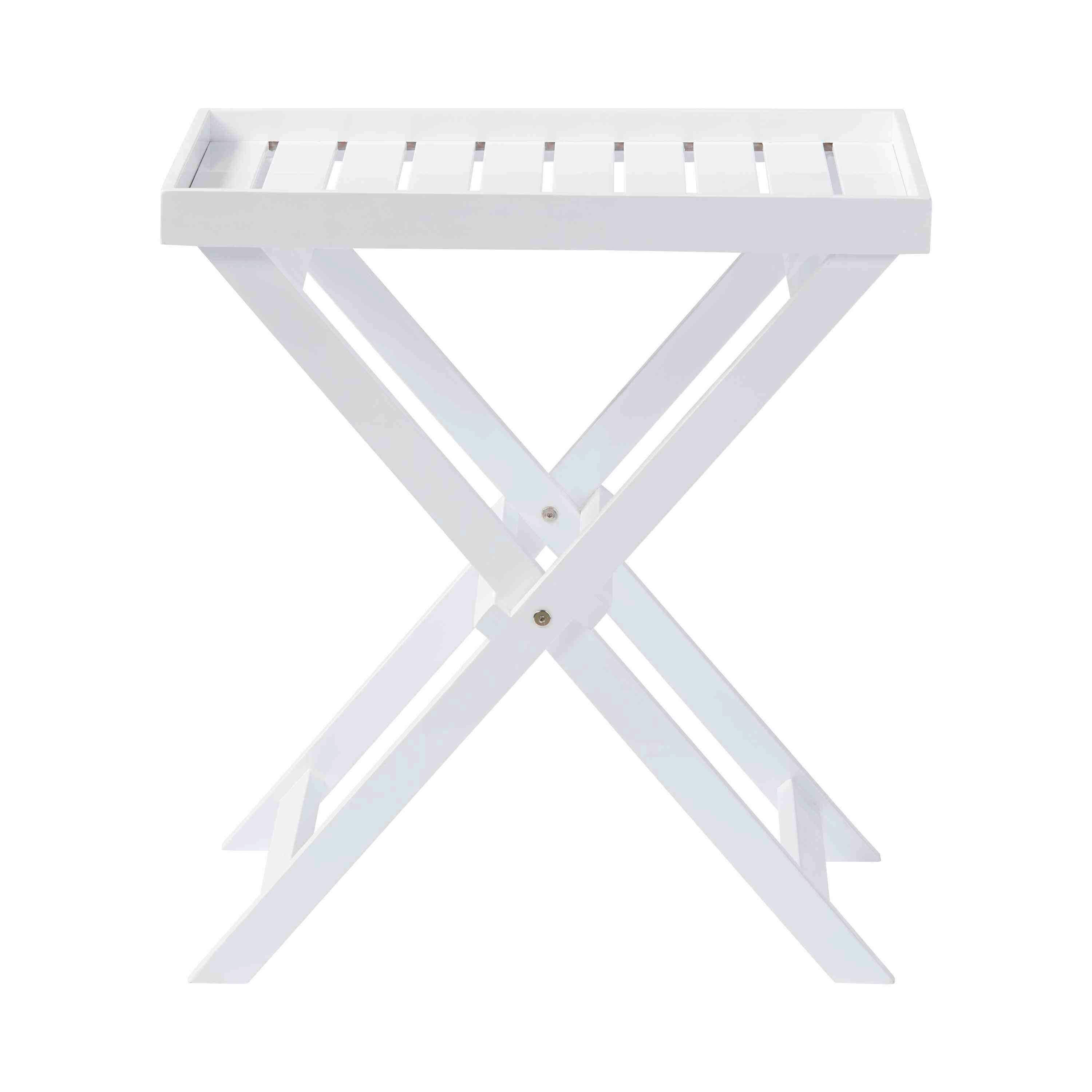 Gartentisch klappbar Tray Table Mahagoniholz L 60cm - Weiß Hochglanz, KONVENTIONELL, Holz (60/40/65cm) - MID.YOU