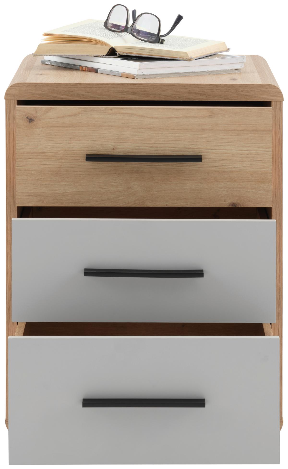 Rollcontainer Eiche Dekor Fontana Plus, H: 59,60cm - Kaschmir/Eichefarben, MODERN, Holzwerkstoff (44,3/59,6/50cm)
