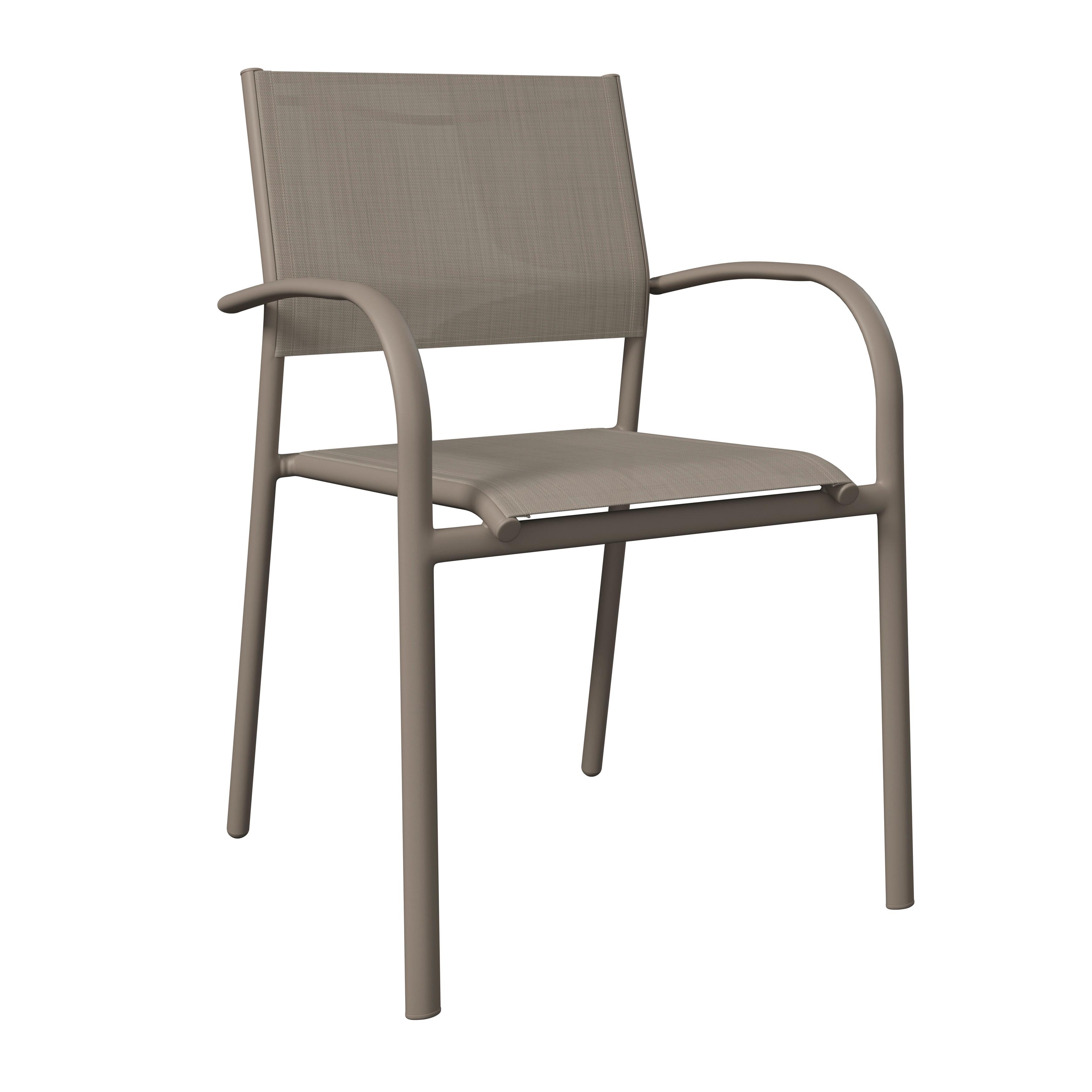 Gartensessel stapelbar Paris Metall, Webstoff - Beige, MODERN, Textil/Metall (57/85/57cm) - Beldano