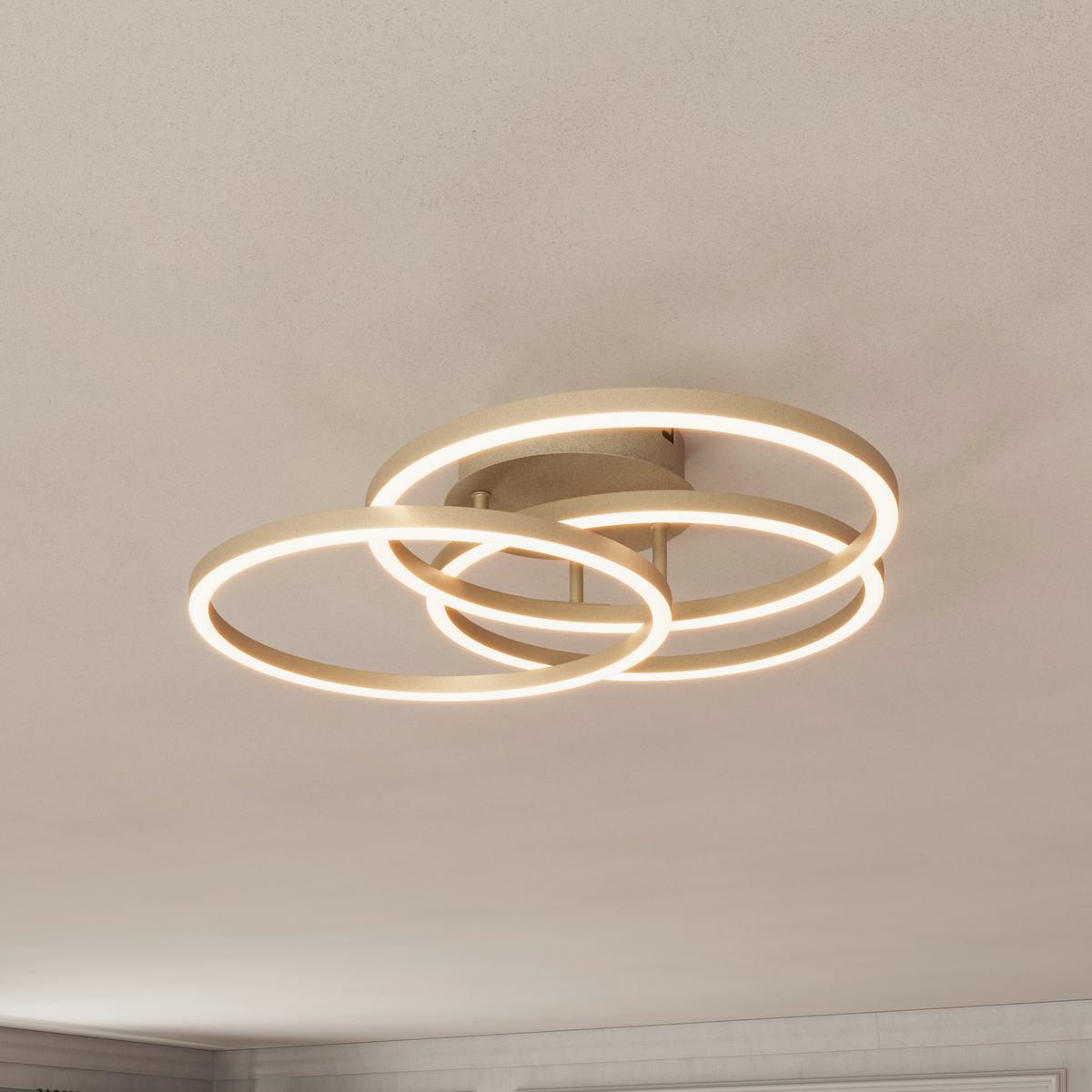 Led Mennyezeti Lámpa Coleen - cappuccino/homokszínű, Basics, műanyag/fém (47/38,5/8cm) - Luca Bessoni