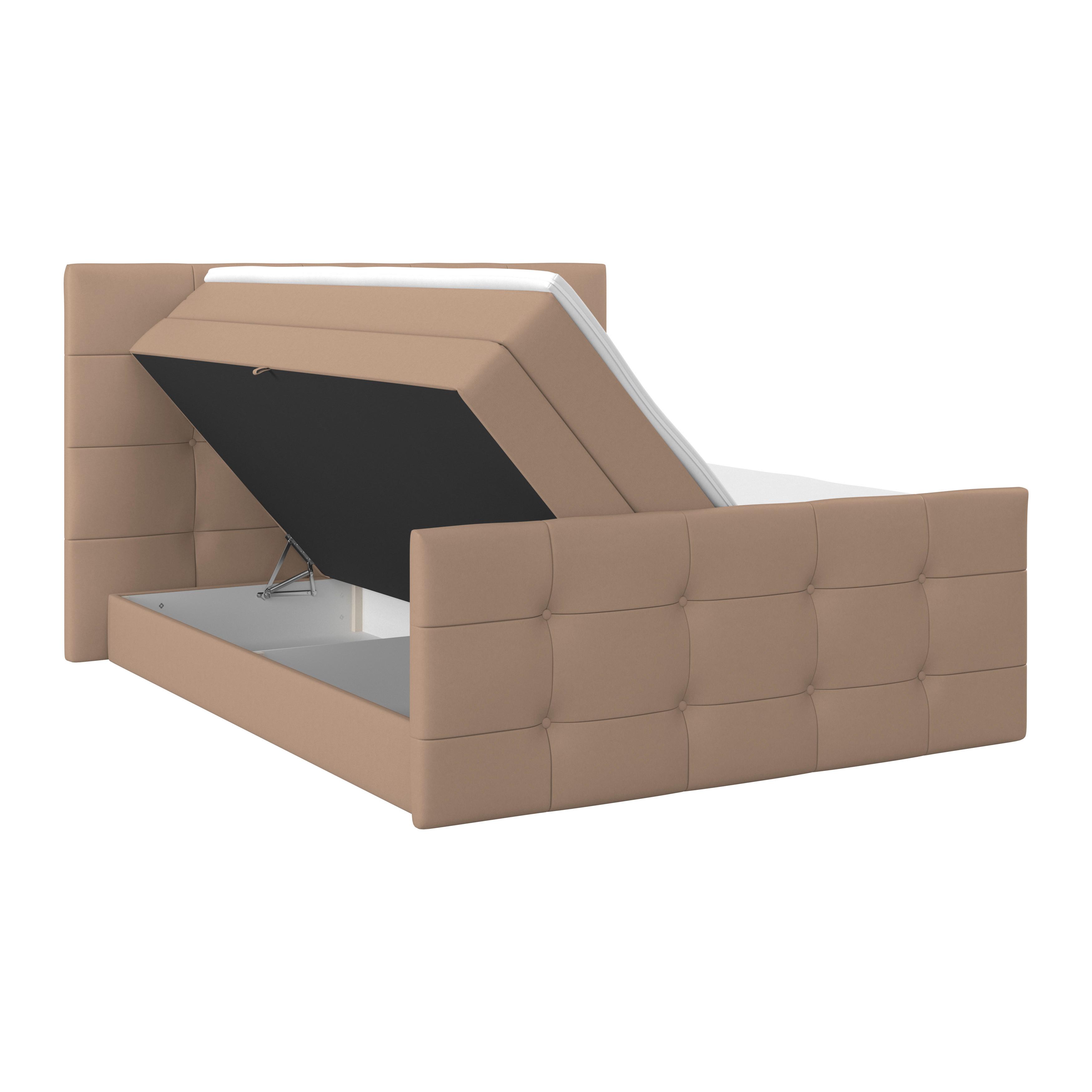 Boxspringbett Josie 180 - Beige/Schwarz, MODERN, Holz/Holzwerkstoff (180/200cm)