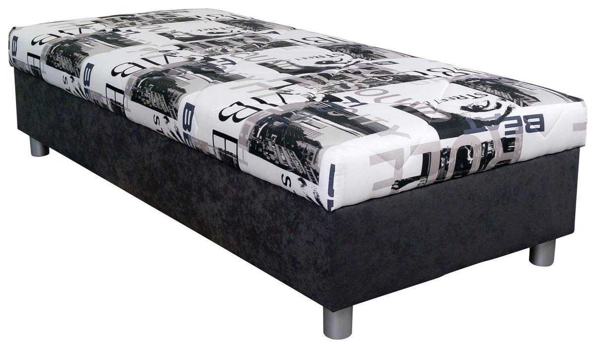 Váľanda s úložným priestorom Bengi, 90x200 cm - čierna/biela, textil/plast (90/200cm)