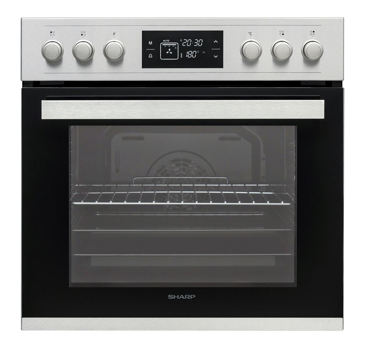 Einbauherd-Set B: 59,5 cm Elektro-Glaskeramik - Edelstahlfarben/Schwarz, Basics (59,5/59,5/57,5cm) - Sharp