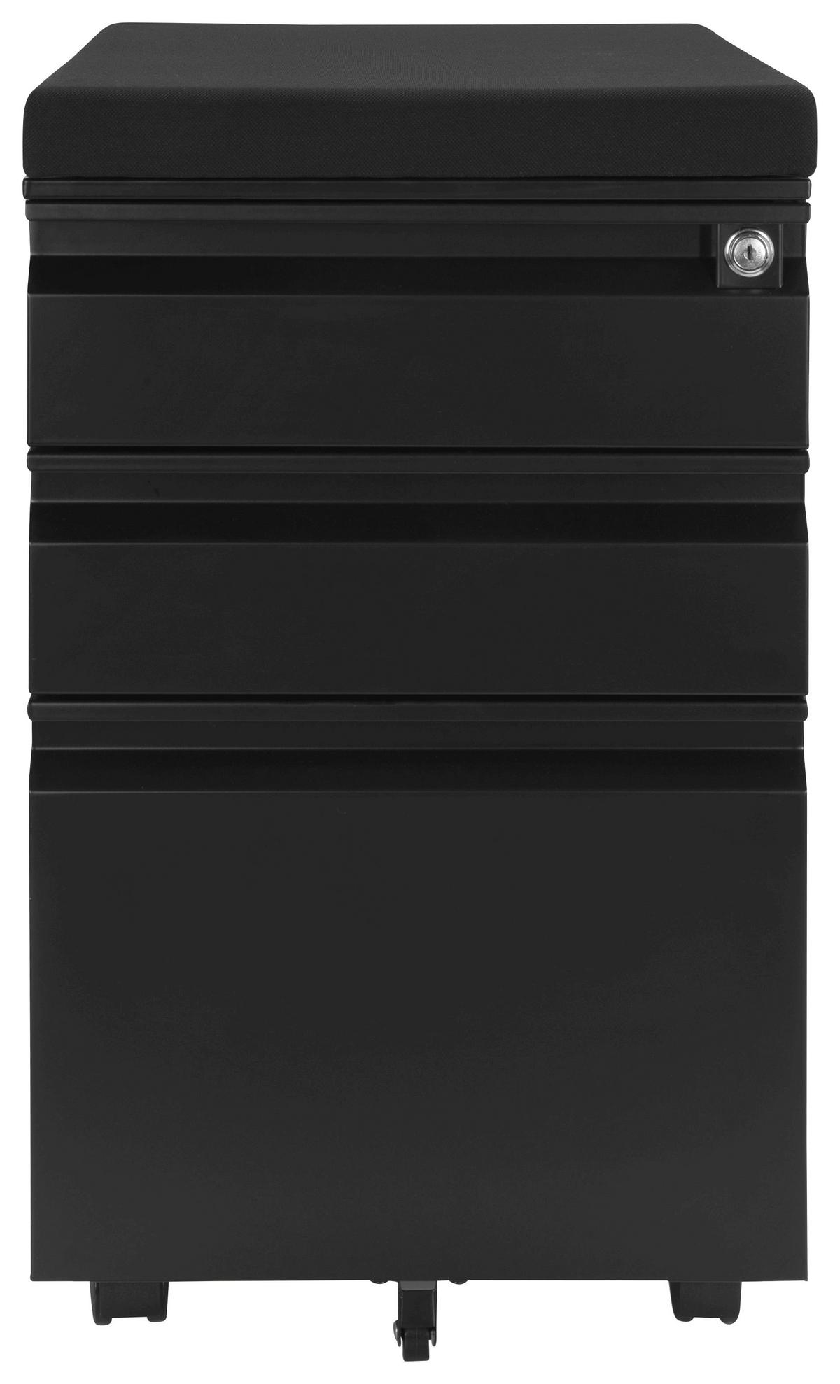 Rollcontainer Color Os Schwarz - Schwarz, MODERN, Kunststoff/Metall (39/60/50cm) - MID.YOU