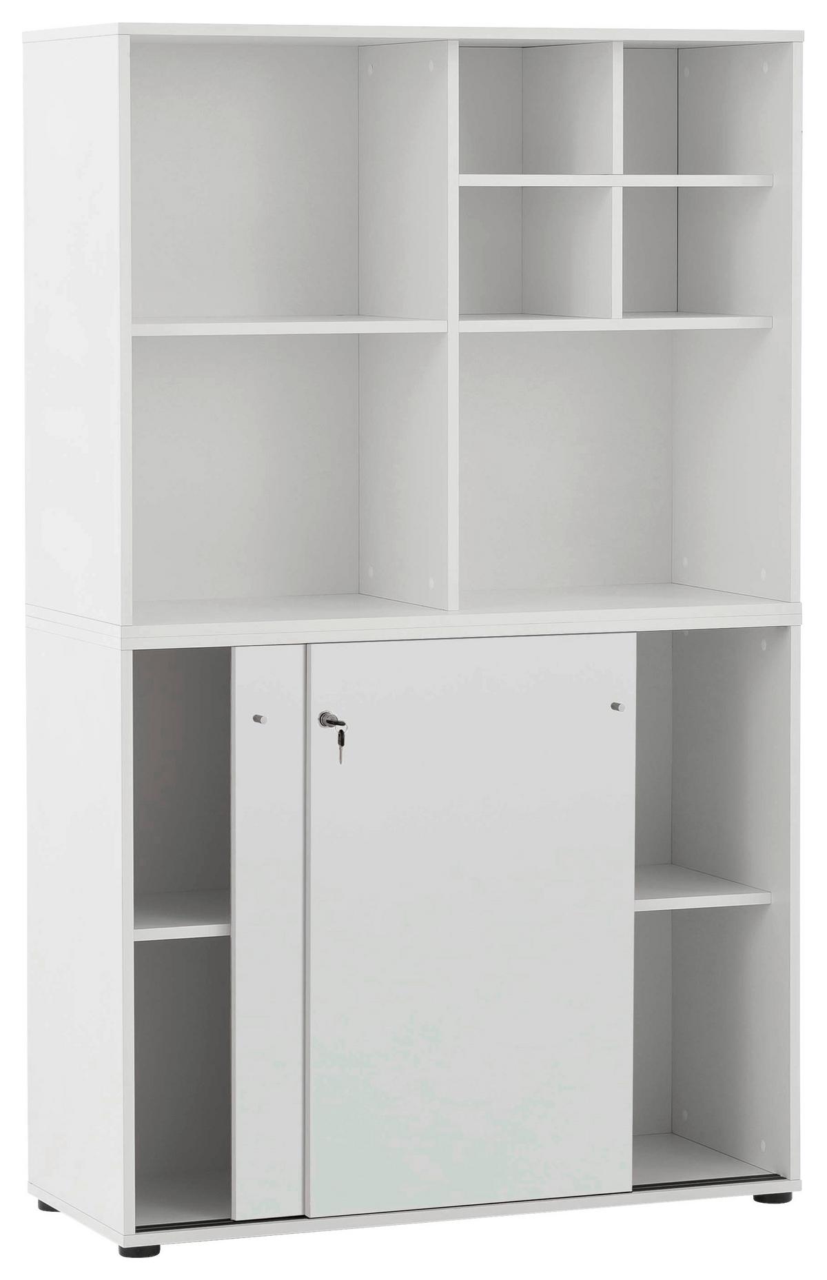 Aktenschrank Set U1000r+u1000st+regal - Weiß, MODERN, Holzwerkstoff (100,1/167,2/41cm) - MID.YOU