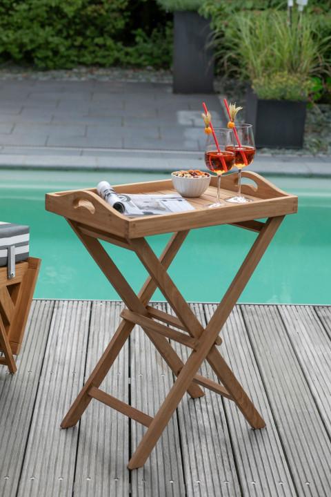 Gartentisch Klappbar Woodie Echtholz B: 40 cm - Teakfarben, Basics, Holz (40/75/60cm) - Gardenson