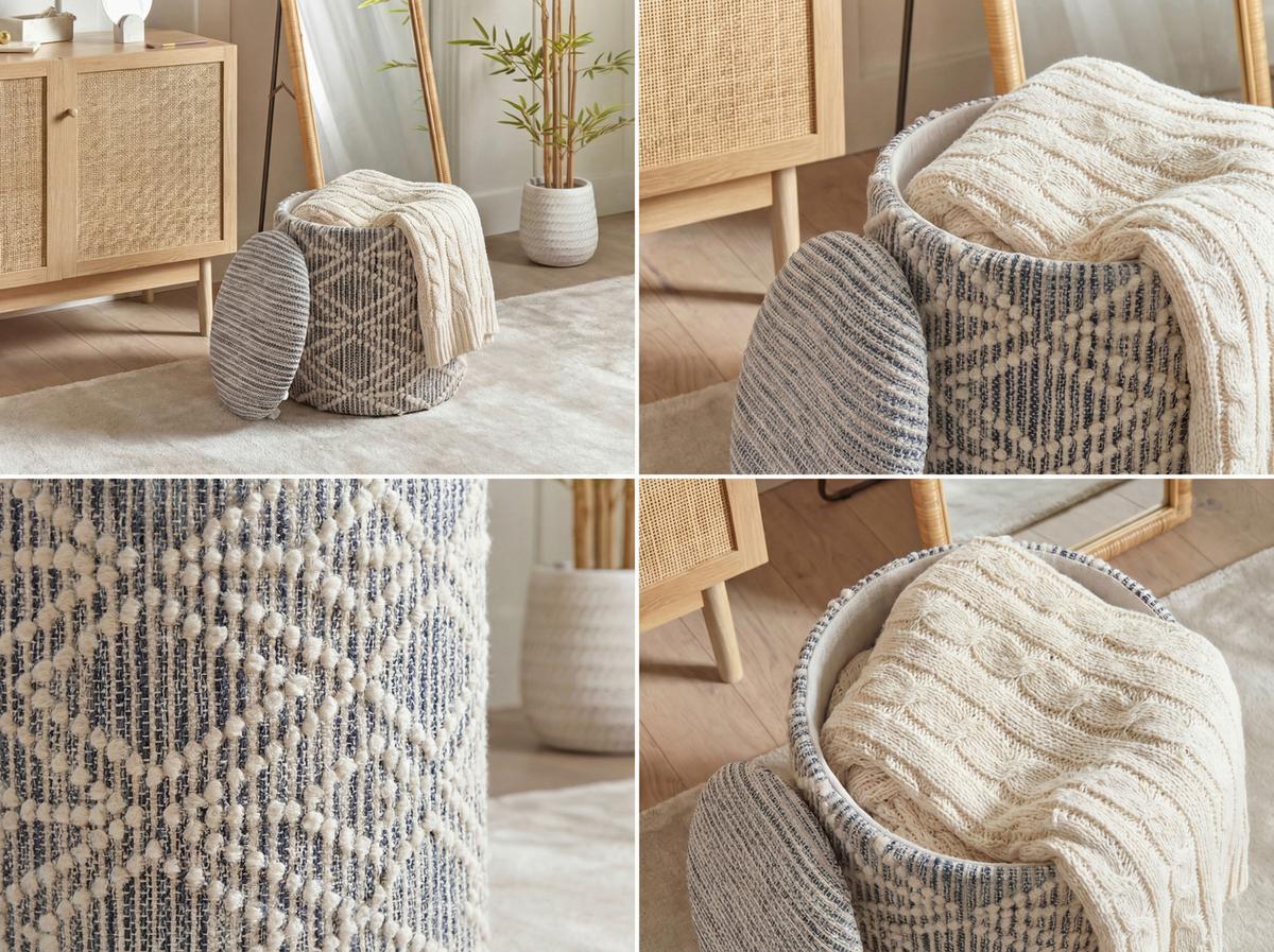 Taburet, š: 40 cm - šedá, Design, textil (40/45/40cm) - Livetastic