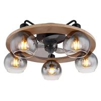 Deckenventilator 03639 - Schwarz/Naturfarben, Design, Glas/Holz (55/21,5cm) - Globo