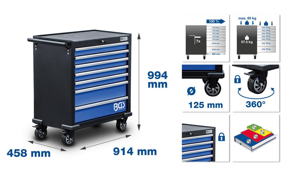 Werkstattwagen XL - Blau/Schwarz, Basics (91,4/99,4/45,8cm)