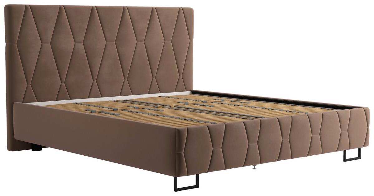 Čalúnená posteľ ATESSA 160x200 cm, sivohnedá - sivohnedá/taupe, Modern, drevo/textil (160/200cm)
