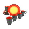 Kombiservice Keramik 4 Personen Geschirr Set - Rot/Schwarz, Basics, Keramik (34/31,5/33cm) - Creatable