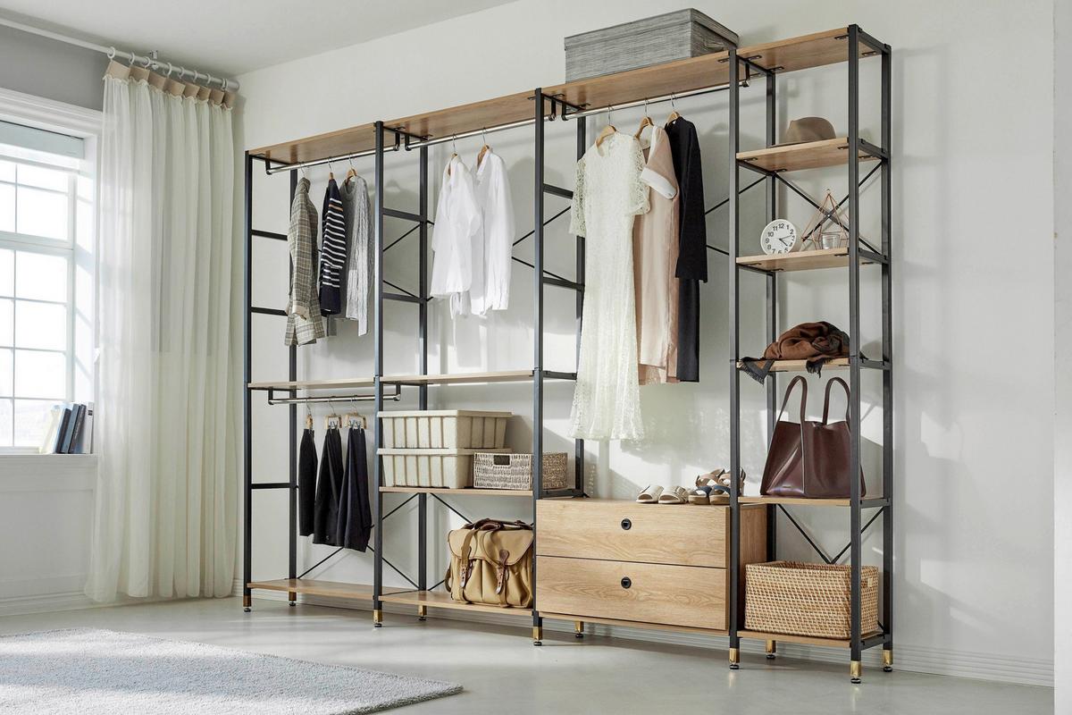 Leiterregal Naturfarben/Schwarz B: 45 cm - Schwarz/Naturfarben, Design, Holzwerkstoff/Metall (45/210/30cm) - Livetastic