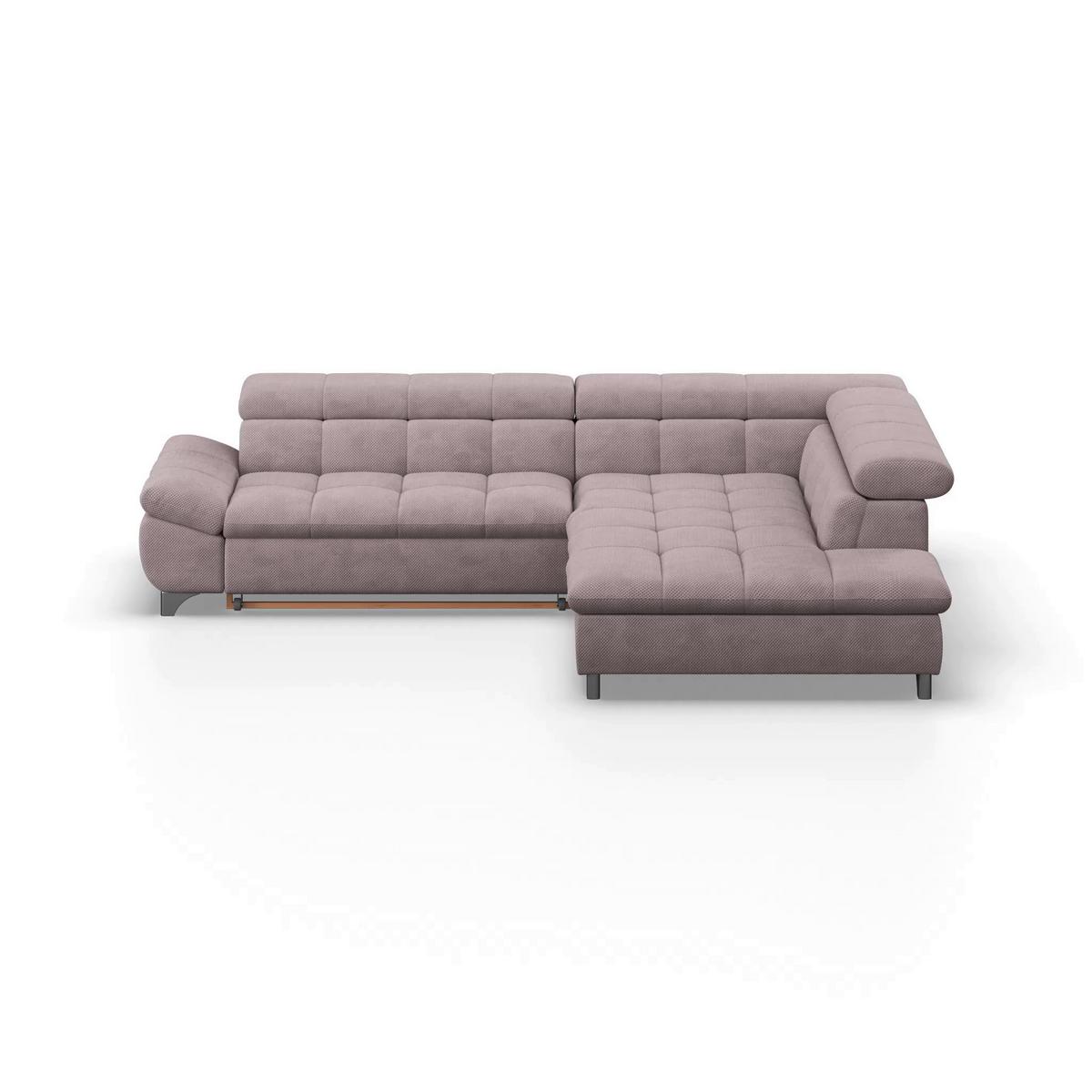 Ecksofa mit Schlaffunktion Gemini Rosa Chenille - Chromfarben/Rosa, KONVENTIONELL, Textil (312/234cm)