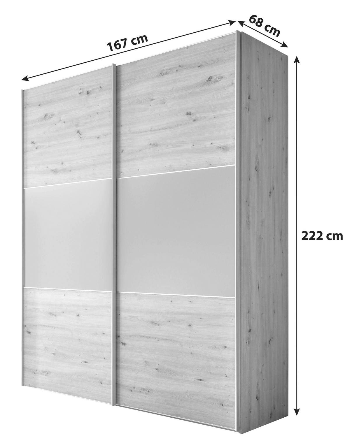 Schwebetürenschrank B: 167 Cm Includo, Artisan Eiche/grau - Eiche Artisan/Grau, Design (167/222/68cm) - MID.YOU