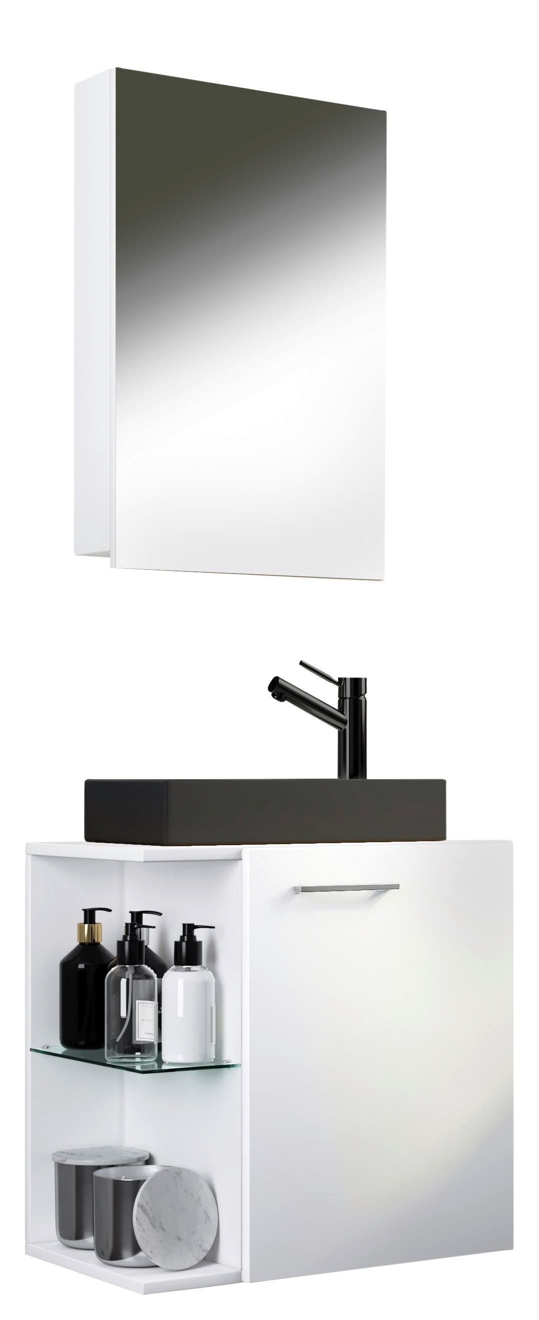 Gästebad Hausa Bl - Schwarz/Weiß, MODERN, Glas/Keramik (52cm) - MID.YOU