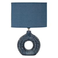Tischleuchte Seta Blau B: 28,5 cm - Blau, Basics, Keramik/Textil (28.5/15/43cm)