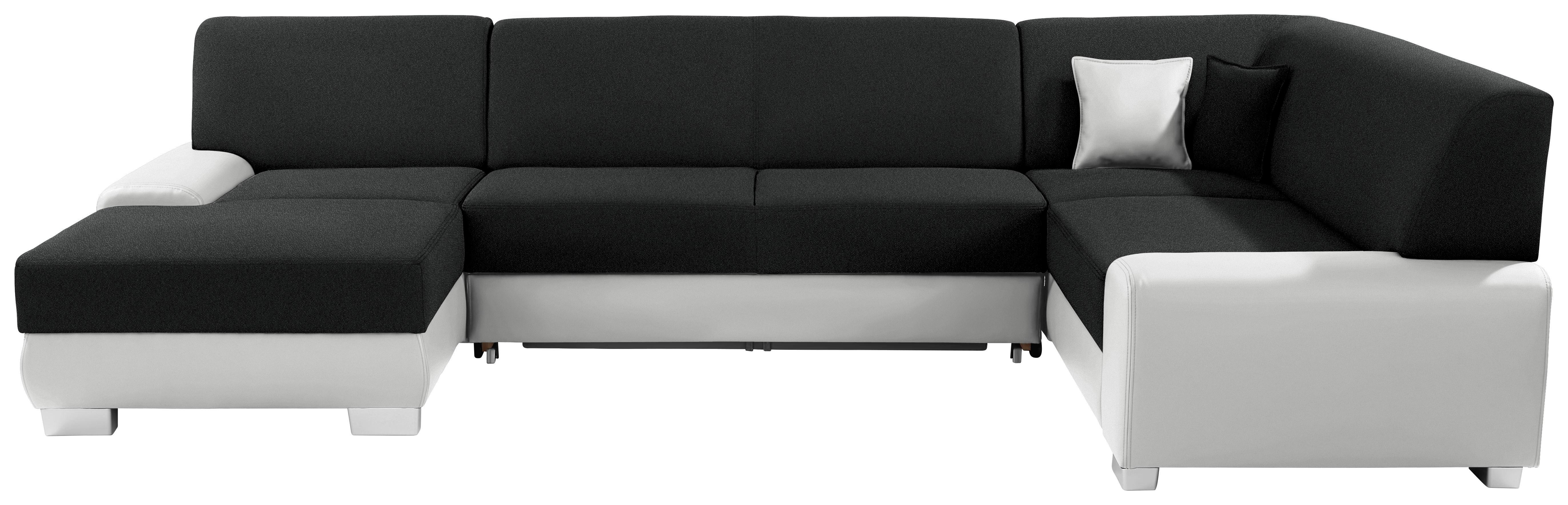 Wohnlandschaft in U-Form Miami 160x320x210 cm - Alufarben/Schwarz, MODERN, Holz/Kunststoff (160/320/210cm)