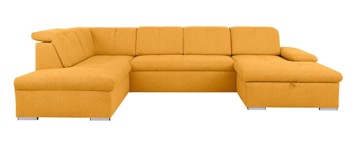 Wohnlandschaft Ramzes Gelb U: 215x328x173 cm - Beige/Gelb, Design, Textil (215/328/173cm) - MID.YOU